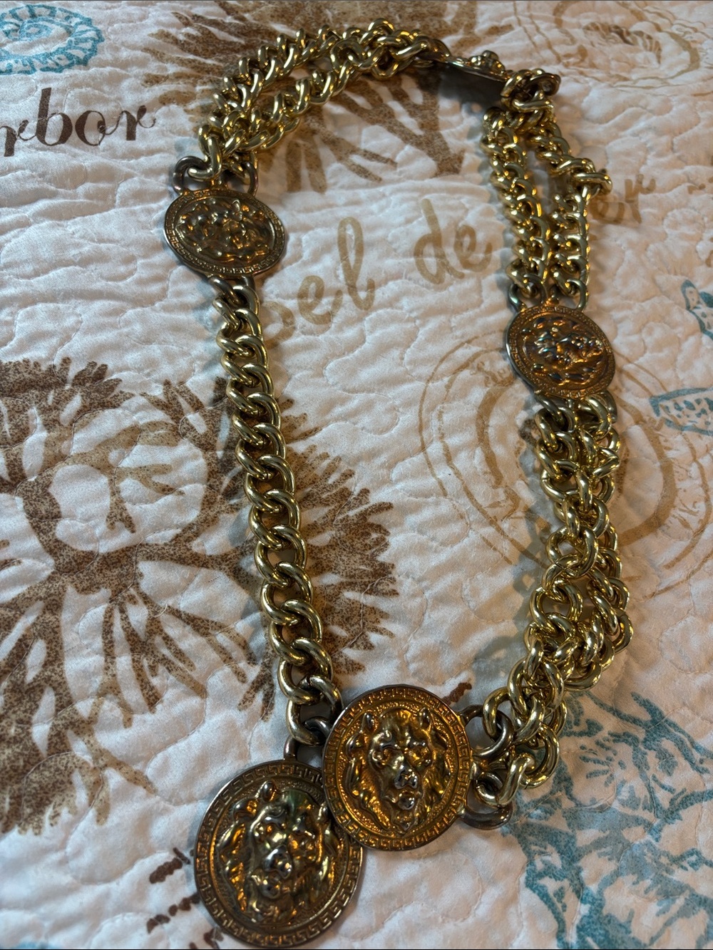 Gold-Tone Medallion Chain belt- Elegant Women's Jewelry